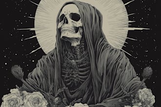 draw dark art detailed, horror, metal, death metal  creepy art illustration