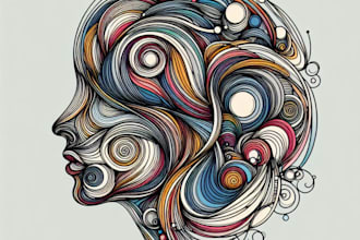 make a scribble art, abstract line portrait