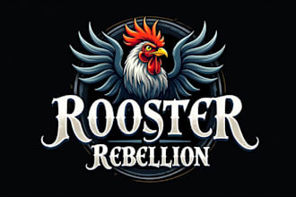create unique rooster rebellion logo with new concepts