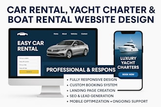 design car rental website yacht charter landing page boat website rental leads