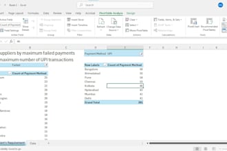 excel data cleaning, pivot table, excel graphs and charts