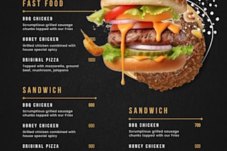 design a sleek digital food and drink menu