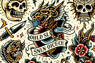 draw awesome old school tattoo style designs