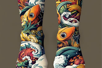 make a custom and unique socks design art for you