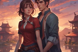 make a anime couple character art anime style