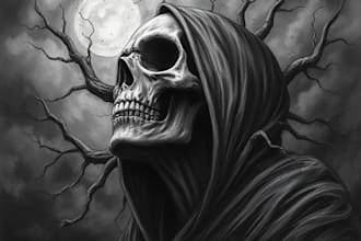 draw a custom dark surrealism for apparel