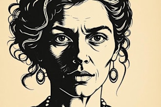 create a portrait print linocut