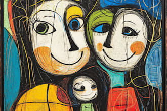 make scribble art, abstract line portrait