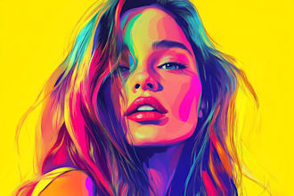 draw a pretty abstract pop art portrait of you