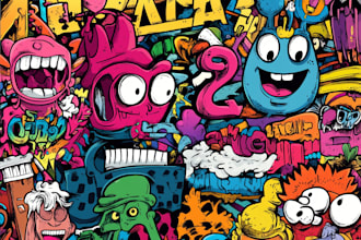 create cartoon doodle art illustration for your project