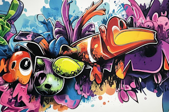 draw graffiti designs murals and wall art or skateboards