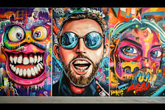 create graffiti street art pop art of any picture
