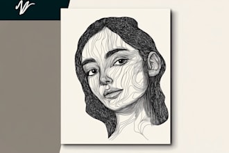 draw abstract line art portrait illustrations