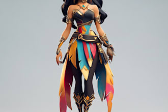 cerate a game character art and game character concept art