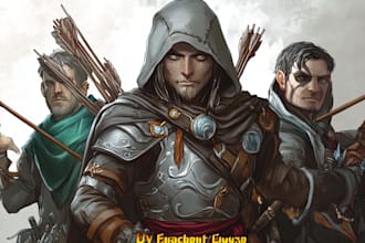 make a dnd party and d and d character art illustration for you