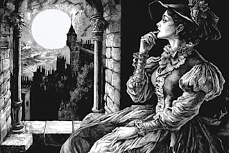 do a black and white engraving style illustration