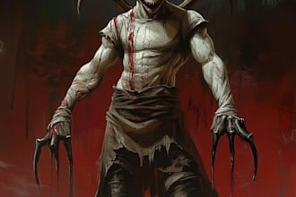 create concept drawings for fantasy characters and spooky horror creatures
