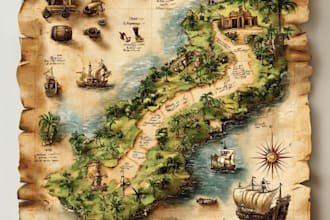 draw hand drawn dnd world map illustration,fantasy map