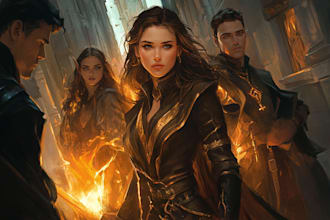design dnd art, character fantasy illustration for dnd party