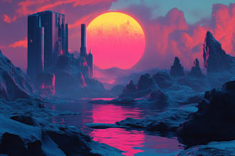 do retro synthwave pop neo sci fi cyberpunk arts and logo