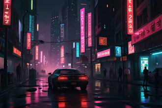 create a cyberpunk futuristic city and background