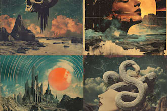 create vintage and surreal album cover artwork for you