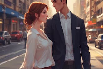 make a anime couple character art anime style
