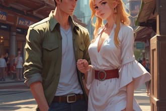 make a anime couple character art anime style