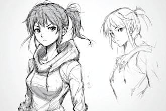draw a sketch in anime style of anything you want