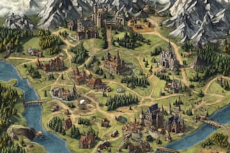 draw fantasy map illustration for dnd, novels and games for you