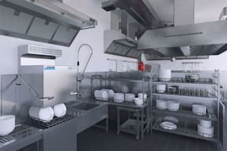 remodel 3d kitchen layout interior,cabinet mockup,pantry,faucet model,skp render
