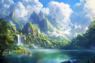 draw fantasy landscape concept art
