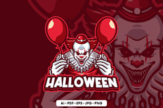 create mascot skull halloween horror logo
