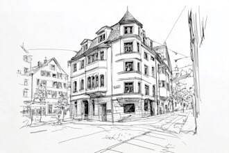 draw architectural sketches of buildings and houses