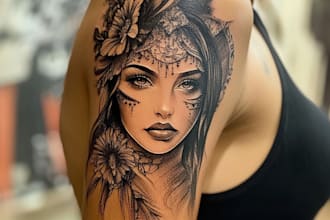 create sleeve tattoo design in geometric style