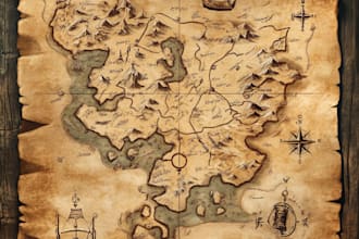 hand draw a fantasy map with digital watercolours