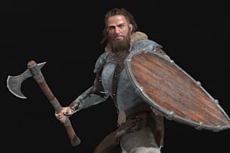 next gen 3d character model, armour, texture,character rigging, facial animation