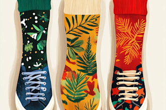 draw a custom and unique socks design art for you