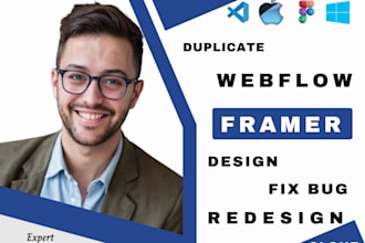 develop clone duplicate website to webflow website fix bug framer website design