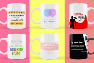 draw coffee mug design, mug printing, typography custom mug for you