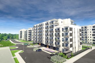 craft 3d real estate, generic highrise, campground, resort park, tower,landscape