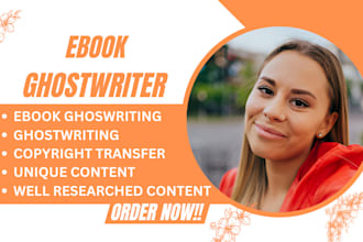 be your fiction and nonfiction ghostwriter, book writer, books and ebook writing