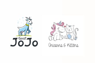 design cute kawaii logo, chibi sticker for brand or business