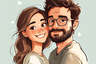 draw couple, group or family to cartoon vector portrait