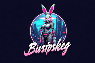 make amazing cyberpunk girl bunny logo for your company