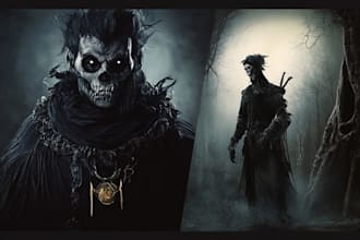 draw realistic fantasy horror character and concept art