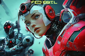 make a sci fi illustration, sci fi or game character