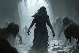 draw realistic fantasy horror character and concept art