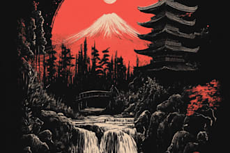 make a japanese t shirt illustration