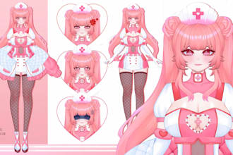 draw and rig live2d vtuber model, 2d vtuber model, live 2d vtuber commission